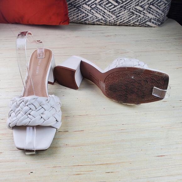 SINCERELY JULES | Braided Strap | White | Mule Heel Sandals | Size 8.5 - Picture 2 of 7